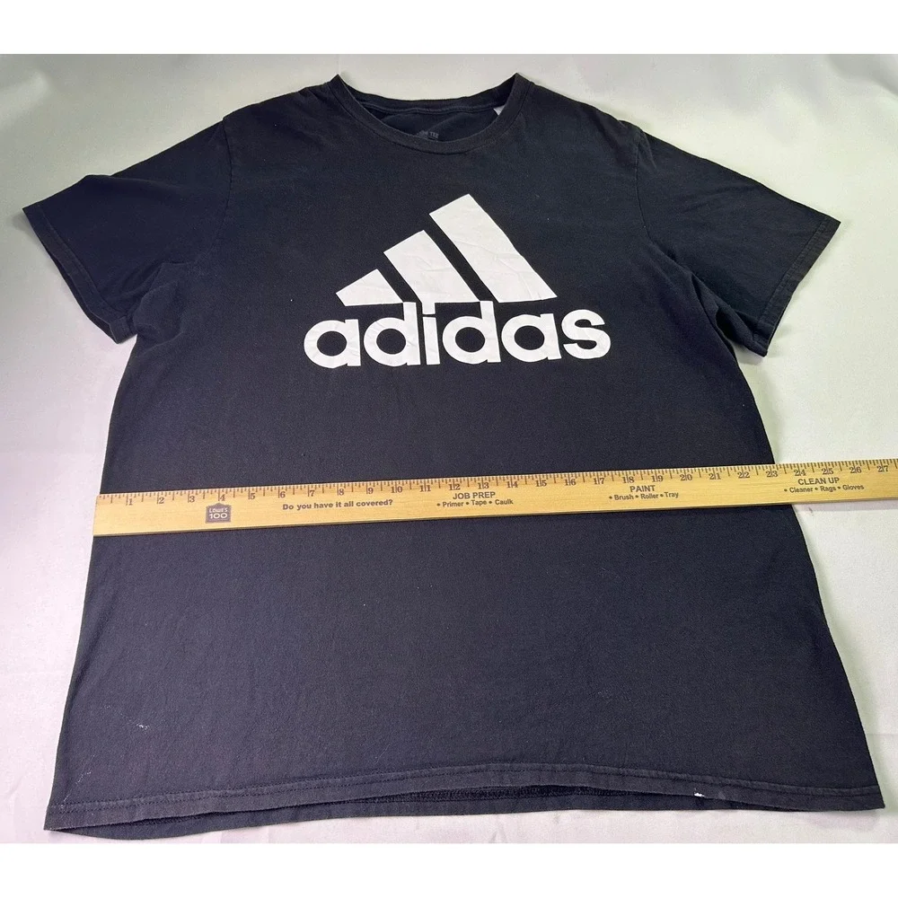 Adidas Amplifier Tee Mens XL Black White‎ Logo Graphic T-Shirt Stained Flaws